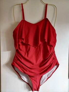 One-Piece Swimsuit with Ruffle L NWOT